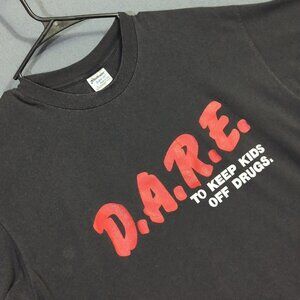 Vintage 90s D.A.R.E. T-Shirt Men's XL Black Single Stitch Stedman Super 50 USA